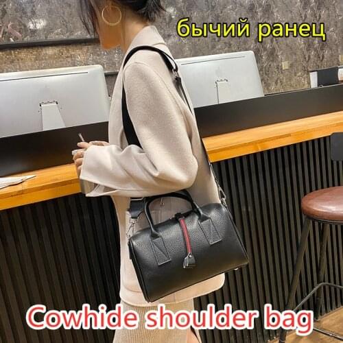 Fashion Luxury Brand Cow Genuine Leather Women Handbag Boston Female Designer Shoulder Crossbody Bag Pillow Large Lady Tote Bag