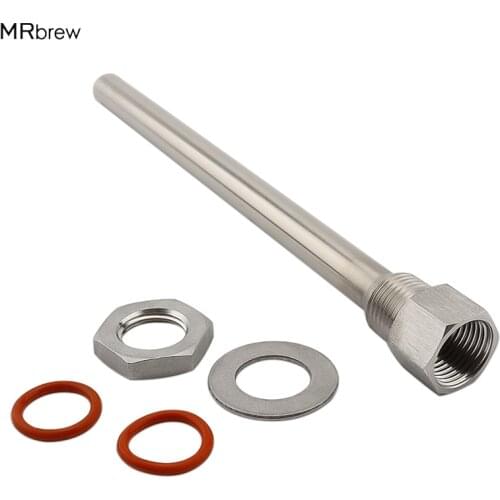 Homebrew Weldless Thermowell 1/2"Female NPT 14mm OD With Lock Nut+Washer+Silicone O-rings Home Brew Plumbing Fitting