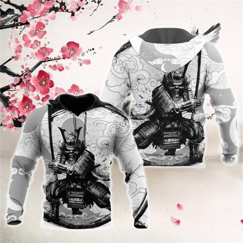 CLOOCL Autumn Hoodie Japanese Sakura Samurai 3D Print Men Long Sleeve Sweatshirt Unisex Casual Streetwear Zipper Coat