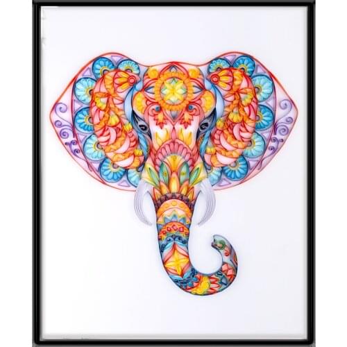 UNIQUILLING 3D Elephant Quilling Paper Paintings Creative Wall Decor DIY Quilling Paper Crafts Gifts Quilling Paper Tools Kits