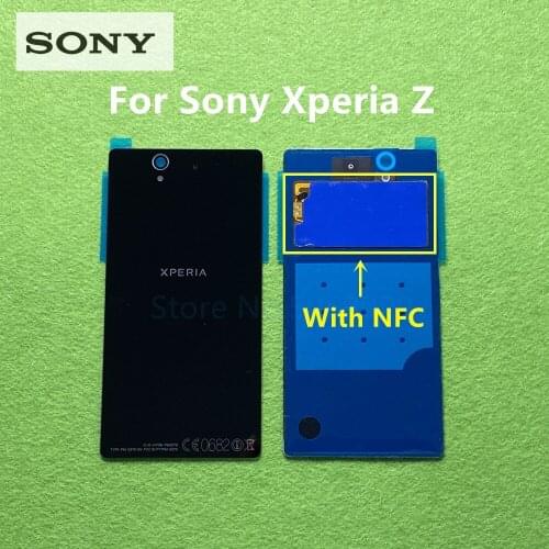 For Sony Xperia Z L36 LT36 L36H C6902 C6606 C6603 C6602 Battery door Back cover Housing Rear Glass panel Case With NFC