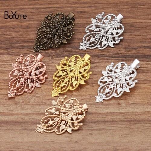BoYuTe (20 Pieces/Lot) 48*35MM Filigree Plate Welding 35MM Hair Clips Vintage Style DIY Hair Accessories for Women