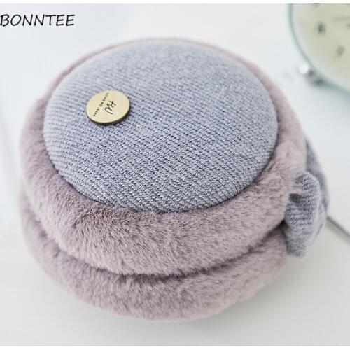 Earmuffs Women 2020 Winter Elegant Plus Velvet Simple Solid Cotton Plush Womens Ear Warmers Lovely Korean Style Ladies Earmuff