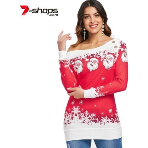 AECU Female Sweatshirt Fashion Women Autumn Christmas Long Sleeve Print Jumper Ladies Pullovers Casual Shirt Top