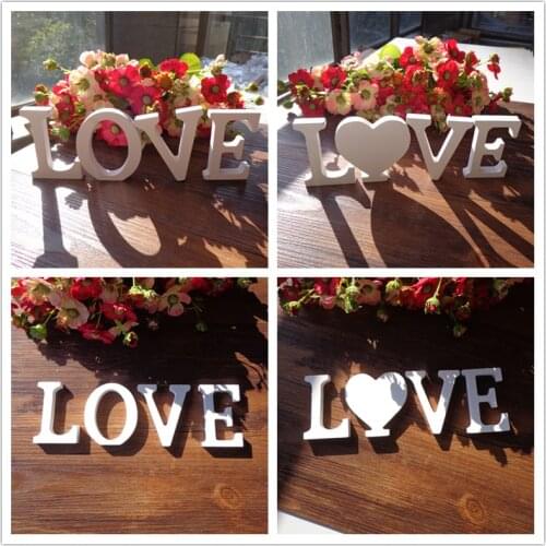 1set White Wooden English Letters Alphabet English Word"Love" Standing Craft Ornaments DIY Personality Wedding Party Decoration