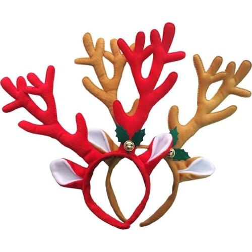 2pcs/lot Cute Elk Long Horn Headband Cloth Antlers Reindeer Bell Christmas Headwear Head Band Adult Children Xmas Decorations