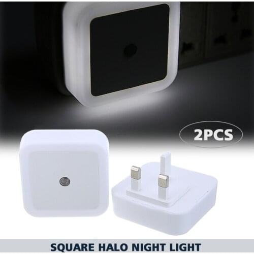 2pcs Wall Plug-in Night Lamp Sensor Automatic Small LED Safety Bedroom Night Light Low Energy Easy Installation