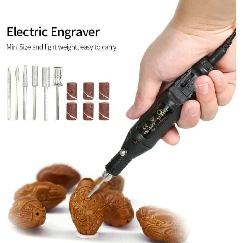 220V 14pcs Mini Electric Grinder Polisher Hand Drill Kit Wood Engraving Pen Tools DIY Carving Grinder Pen Variable Speed EU/US