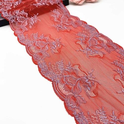 3M/lot Width 7 7/8 inch (20cm) Red Stretch Lace Trim For Clothing Sewing Craft DIY Apparel Fabric Lace Garment Accessory