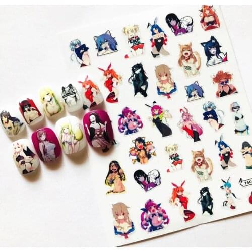 Newest TSC-149-154 shy girl series anime girldesigns 3d nail art sticker nail decal accessories nail slider