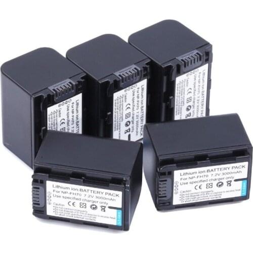 5pcs 3000mAh NP-FH70 NP FH70 Li-ion Battery / batteries for Sony NP-FH100 NP-FH50 NP-FH30 SR10E HC16 SR46E free shipping