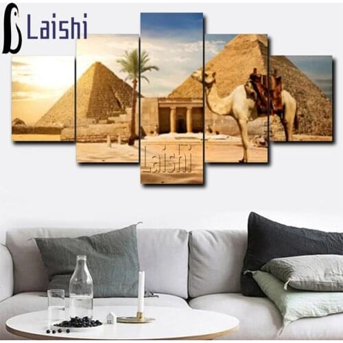 5Pcs Desert Camels Egypt Cairo Pyramid Embroidery Cross Stitch Full Round Square Drill 5D Diy Diamond Painting Mosaic decor