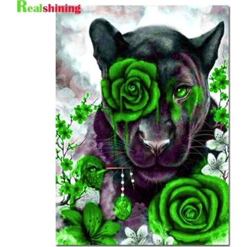 5d Diamond Painting Animal Diy Puzzle Embroidery Rose Panther Full Square/Round Handmade Cross Stitch Kits Rhinestones N2139