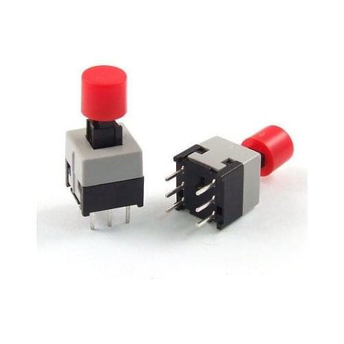 8.5 x 8.5mm Panel PCB Momentary Push Button Tactile Tact Switch w Red Cap