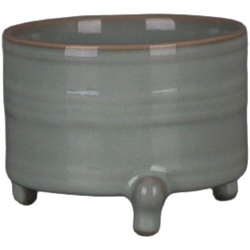 Jingdezhen antique porcelain (song Ru kiln Tianqing glaze tripod Xuanwen censer) folk collection decoration