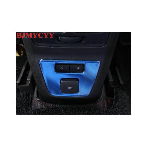 BJMYCYY Car cigarette lighter the back panel, stainless steel decorative sequins for ford escape kuga 2015-2017