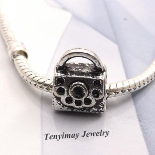 Handbag Shape Antique Alloy Beads European Charm Beads For Snake Chain Bracelet LB832