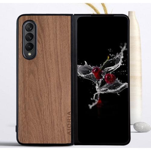 WoodLike case for Samsung Galaxy Z Fold3 5G Fold 3 Hard PC with PU leather skin covers coque fundas