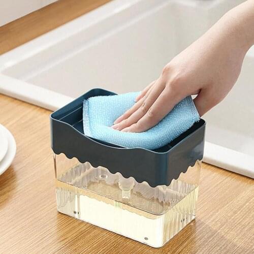 Liquid Pump Dispenser Wave Pattern 2 in 1 Design ABS Manual Press Soap Organizer with Sponge Kitchen Tool Liquid Dispensing