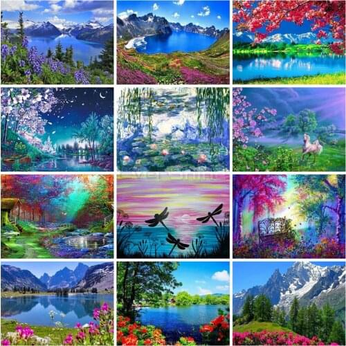 EverShine 5D Diamond Painting Full Square Landscape Diamond Embroidery Lake Cross Stitch Rhinestones Art Handwork Hobby Gift