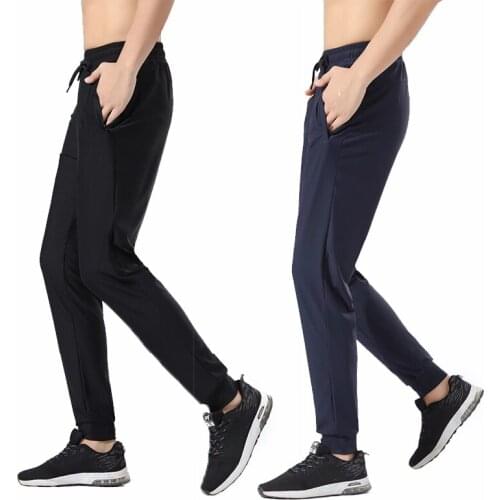 Ice Silk Pants Mens 2021 Summer Thin Elastic Breathable Quick-Drying Training Casual Trousers Loose Plus Size Sports Pants