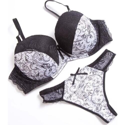 Plus Size 70 75 80 85 90 C D E F CUP bra sets Push Up sexy Lace Lingerie White thin cotton solid Bra bhs Set for girl women B3