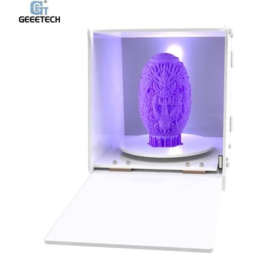 Geeetech UV Resin Curing Box with 360° Rotating Turntable UV Curing Light Station Machine for 405nm Resin for SLA DLP LCD 3D UV