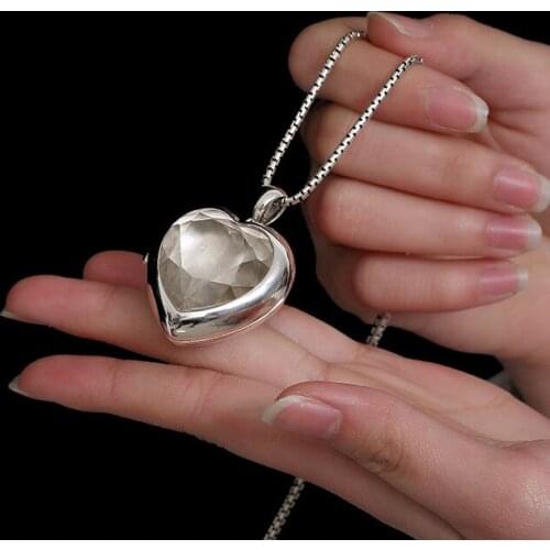 Real 925 sterling silver six-word mantra heart-shaped pendants and switch sweater chain For Women Classic Pendant Fine Jewelry