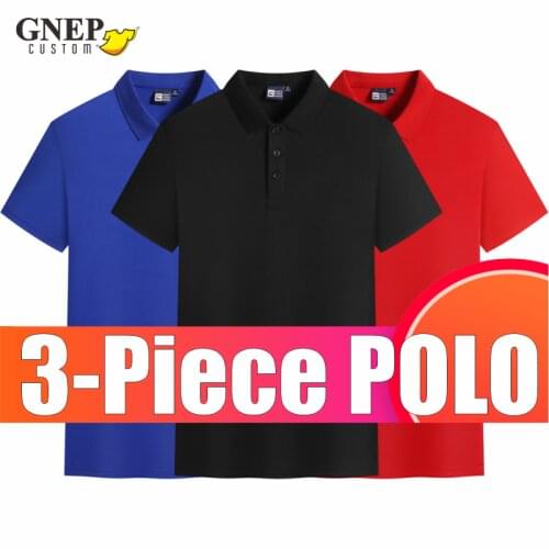 Summer 3-Piece Casual Polo Shirt Solid Color Breathable Top Fashion Short-Sleeved Lapel Slim-Fit Shirts Can Choose Size Color