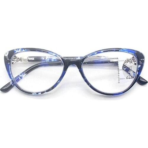 Anti Blue Light Progressive Multifocal Reading Glasses Retro Cat Eye Frame Near Far Sight Diopter Eyewear TR90