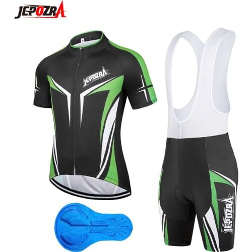 Jepozra Mens Cycling Jersey Set Bicycle Short Sleeve Set Quick-Dry Breathable Shirt+3D Cushion Shorts Padded Pants/Bib Short