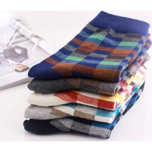 2017 new Dress sock for men high quality men socks 5 pairs/lot Spring/autumn small square Cotton British style mens socks