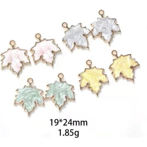 New Dripping Oil Pearlescent Maple Leaf Alloy Jewelry Accessories DIY Handmade Accessories Rubber Band Earrings Bracelet Pendant