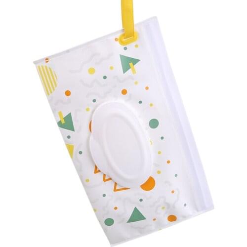 Protable Geometric Pattern Tissue Box Eva Flip Wet Wipes Portable Removable Packaging Bag Snap-On Cleaning Wipes Box