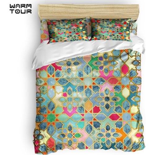 WARMTOUR Duvet CoverGilt & Glory - Colorful Moroccan Mosaic Duvet Cover Set 4 Piece Bedding Set For Beds