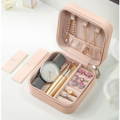 Portable Universal Jewelry Organizer PU Leather Display Case Earrings Ring Necklace Jewellery Storage Box Organizer