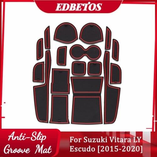 Door Groove Mat For Suzuki Vitara 2015-2019 Gate Slot Pad Anti Slip Non Slip Rubber Decorator Blue Red White Car Styling