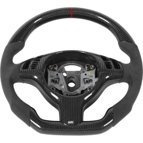 Carbon Fiber Steering Wheel Suede with Red Stripe Fit for 3 Series E46 M3 1998-2006 Car style