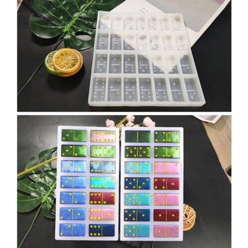 Dominoes Epoxy Resin Silicone Molds with Rack Tray Double Six Game Toy DIY Molds Q0KE