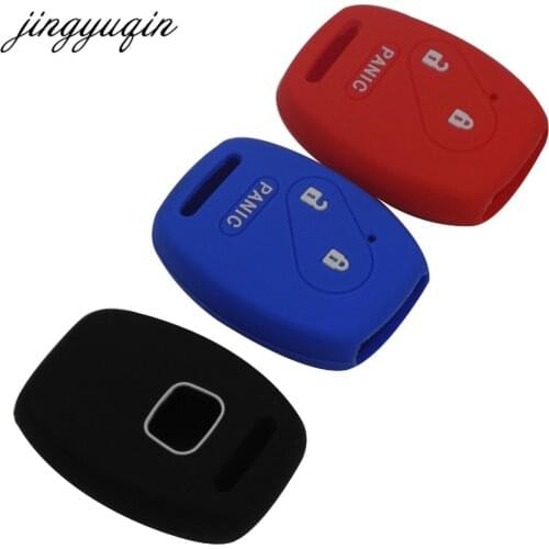 Jingyuqin 30pcs 2+ Panic 3 Buttons Remote Key Case Silicone Cover for Honda Accord Civic Pilot Fit Insight Protecor Holder