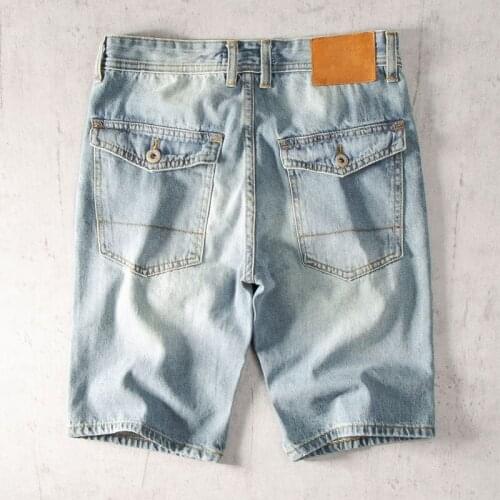 Light Blue Denim Shorts Men Street Straight Shorts Summer New Military Thin Multi-Pocket Cargo-Shorts Fashion Casual Hot Pants