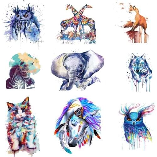 Tiger Horse Heat Transfer Patches for Clothing Printed Diy Cute Animal Transfert Thermocollants T-shirt Applique