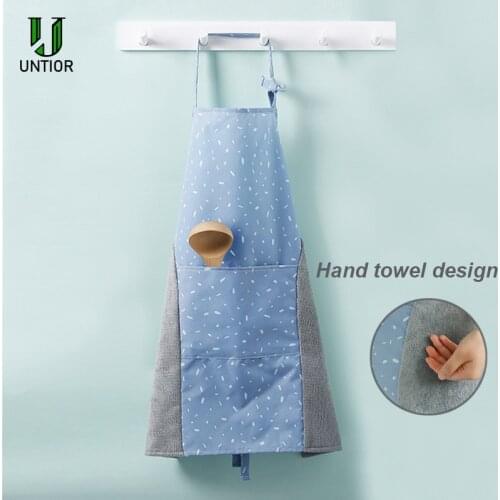 UNTIOR Kitchen Canvas Womens Apron With Pocket Strong Absorbent And Oil-Proof Waterproof Cooking Sleeveless Home Cleaning Apron