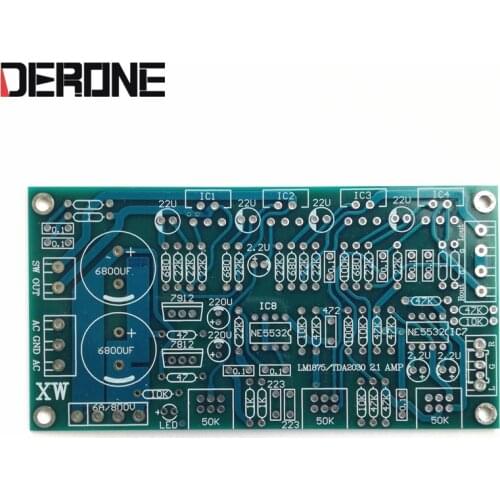 2 piece power amplifier 2.1 18W*2 +36W*1 LM1875 TDA2030A PCB AC 12V PCB Does not contain any components