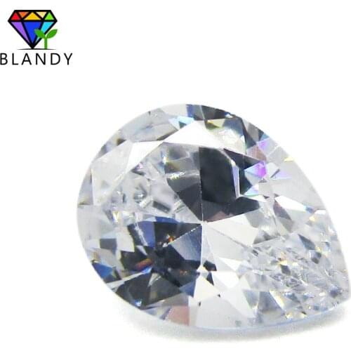 Factory Price 5A 2x3~13x18mm Pear Shape White Cubic Zirconia Machine Cut Loose Zirconia Stone Synthetic CZ Gems For Jewelry