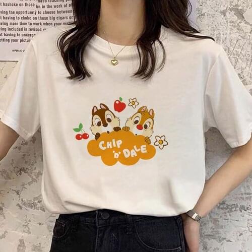 Summer Plus Size Clothes S-3XL New Disney Chip and Dale Print T Shirt Women O Neck Short Sleeve Tees Tops Women Tshirt Funny