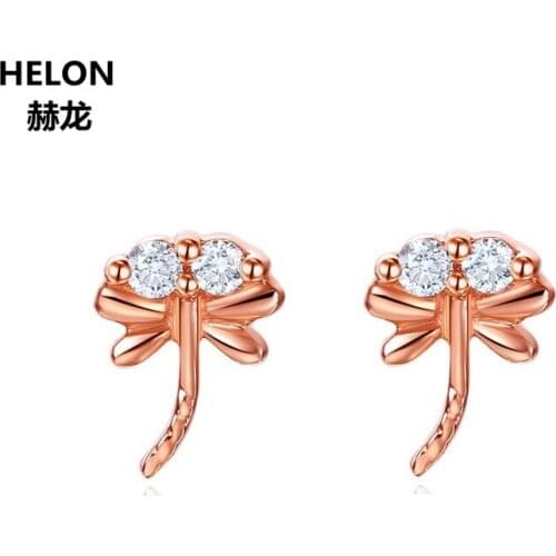 Solid 14k Rose Gold 100% SI/H Natural Diamonds Engagement Wedding Women Earrings Stud Earrings Trendy Fine Jewelry