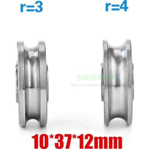 1pcs 10*37*12mm U-type grooved bearing concave wheel, for 6mm/8mm optical axis / track, wire rope lifting /guide wheel