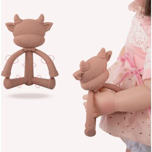 1Pcs Baby Teething Toys Cute Cartoon Teeth Biting Toy Food Grade Silicone Infant Supplies Teether Holders Baby Pacifier Teethers