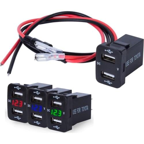 12V 4.2A Dual USB Ports Car Charger Socket Voltmeter Power Adapter For Toyota Brand New And High Quality